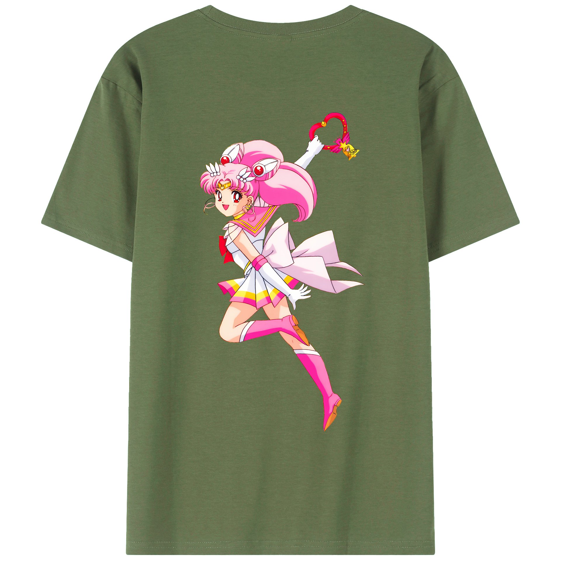 （画像用） 美少女戦士セーラームーン ちびうさ Sailor Moon Chibiusa Tsukino Usagi Small Lady Serenity 綿100％ メンズ半袖Tシャツ（バックプリント） 通気性